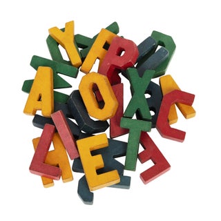 Item #1003060 Hand-carved and painted wooden alphabet. ABC