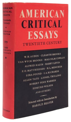 Item #1003163 American Critical Essays: Twentieth Century. Harold Beaver, W. H. Auden, Malcolm...
