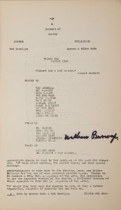 C: A Journal of Poetry. Volume 1: No. 9 (signed by William S. Burroughs)