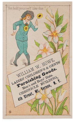Complete set of American trade card templates satirizing the Aesthetic Movement, with additional printed example