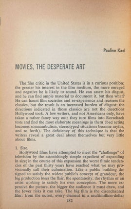 “Movies, the Desperate Art” in The Berkley Book of Modern Writing, Number 3