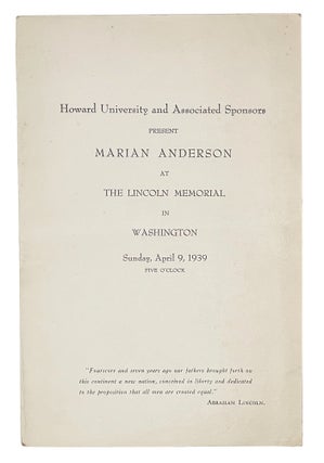 Item #1003394 Howard University and Associated Sponsors Present Marian Anderson at the Lincoln...