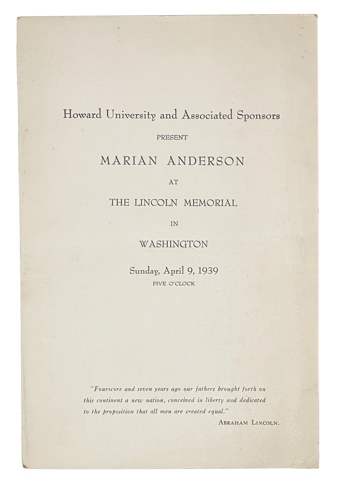 Item #1003394 Howard University and Associated Sponsors Present Marian Anderson at the Lincoln Memorial in Washington. Marian Anderson.
