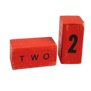 Two sets of painted wooden counting blocks