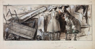 Item #1003644 Four original literary-historical illustrations for The New York Times Book Review....