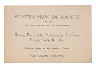 Item #1003649 Women's Printing Society trade card. PRINT HISTORY