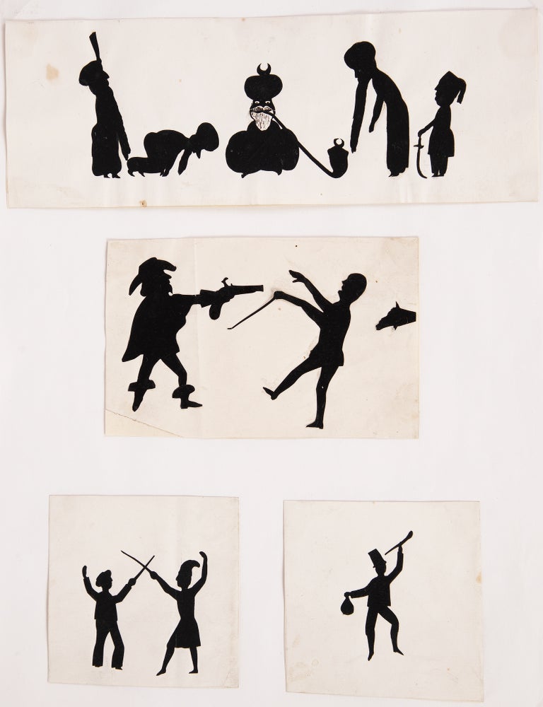 Item #1003662 Four silhouette illustrations on storybook themes. EPHEMERA.