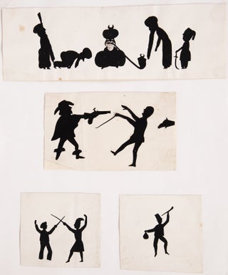 Four silhouette illustrations on storybook themes