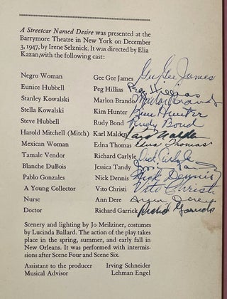 A Streetcar Named Desire (signed by opening night cast, with original Shubert Theatre program and ticket stubs)
