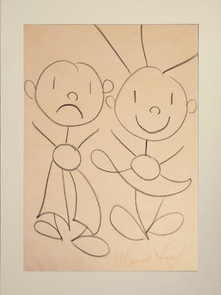Item #1004011 Original signed drawing of two children from Fair Play. Munro Leaf