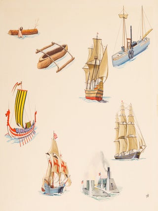 Fourteen original illustrations for The Big Book of Real Boats and Ships