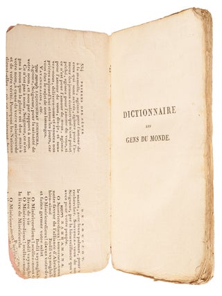 Dictionnaire des Gens du Monde, a l'Usage de la Cour et de la Ville; with: With: A New Dictionary for the Fashionable World, Translated from the French (London: For the Author, 1820)