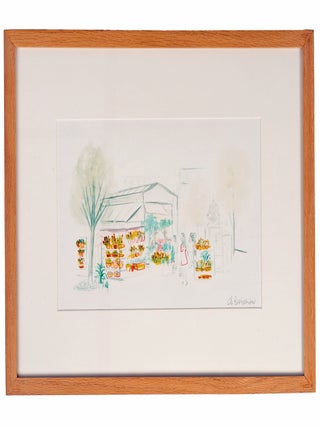 Item #1004351 Original illustration: “Marché aux fleurs”. Charles Berberian