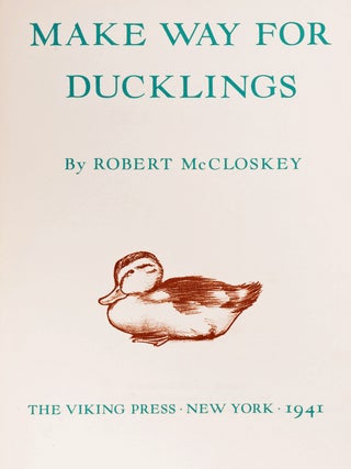 Make Way for Ducklings; with: signed bookplate commemorating the 1987 Mallard Family Sculpture