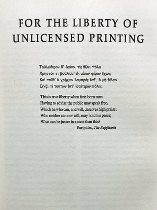 Areopagitica: A Speech of Mr John Milton for the Liberty of Unlicensed Printing to the Parliament of England