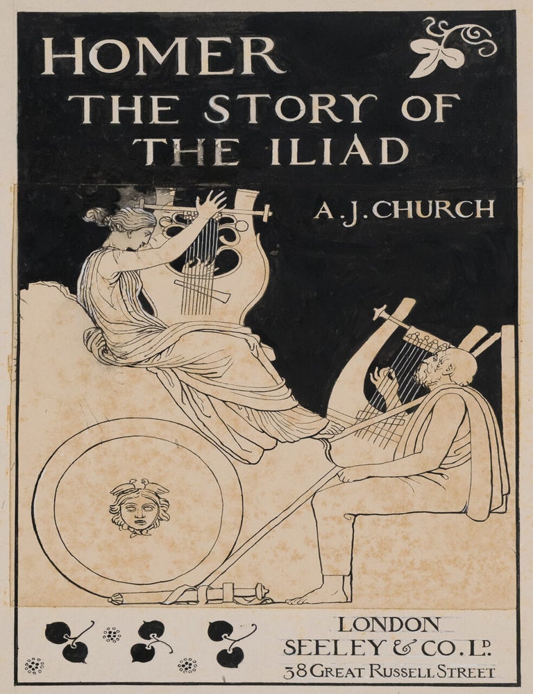 Item #1004517 Original illustration: cover design for The Story of the Iliad. BINDINGS, Homer, John Flaxman.